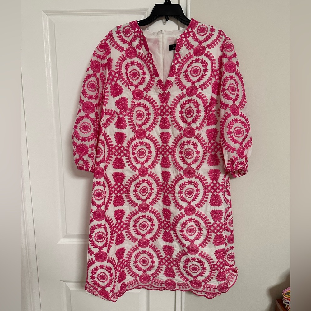 Jessica Howard Dress Size 18 Pink And White Flower Embroidery